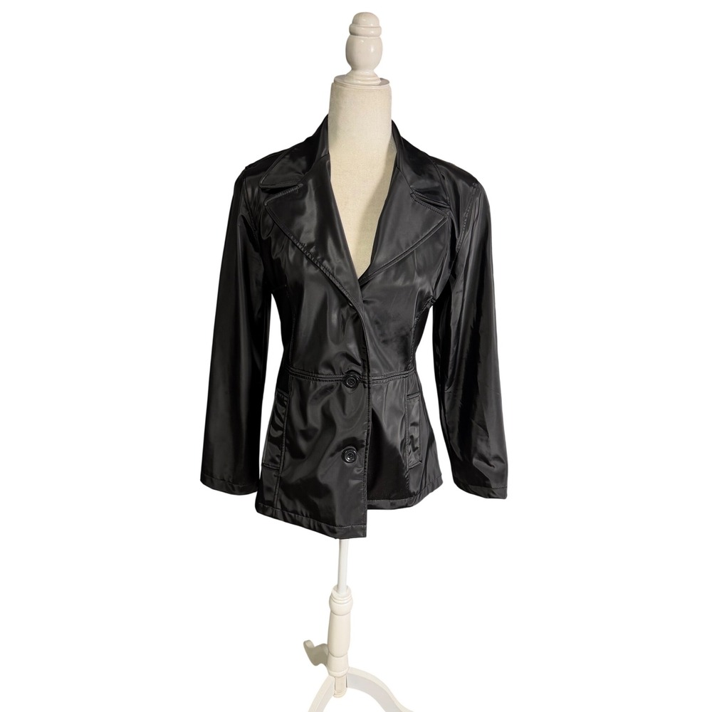 Y2K CS Signature Black Nylon Short Trench Jacket Small